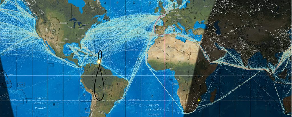 Major Sea Routes over Topographical